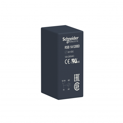 Zelio Relay Przekaźnik interfejsowy 1C/O 12A 24V DC RSB1A120BD SCHNEIDER (RSB1A120BD)