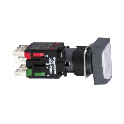 Harmony XB6 Przycisk Podświetlany Biały Wystający 1Z+1R 12-24V AC/DC Prostokąt Plastik XB6DW1B5B SCHNEIDER (XB6DW1B5B)