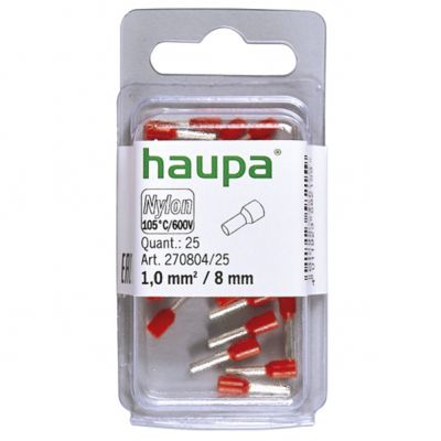 HTI  - 1/8 końc. tulejkowa  izol czerwona ( 25 szt w opakowaniu) 270804/25 HAUPA (270804/25)