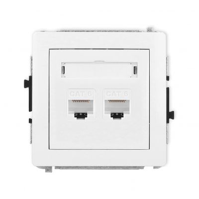 KARLIK DECO Gniazdo podwójne komputerowe 2xRJ45, kat. 6, 8-stykowy biały mat 25DGK-4 (25DGK-4)