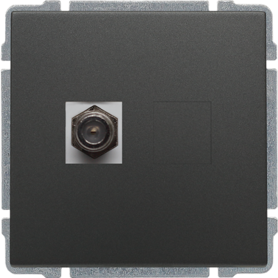 KOS 66 ; Gniazdo TV SAT pojedyncze  typu F, bez ramki, GRAFIT (666054)