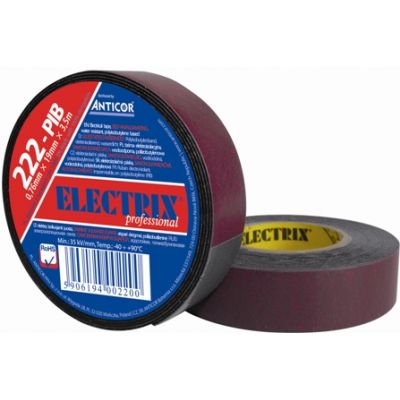 Taśma elektroizolacyjna ELECTRIX 222 PIB samowulkanizująca 0,76 mm x 19 mm x 7,5 m  czarna (PE-222PIB0-0019007)