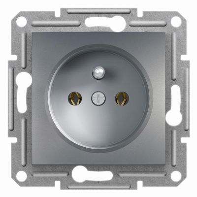 Asfora gniazdo pojedyncze z uziemieniem bez ramki stal EPH2800162 SCHNEIDER (EPH2800162)