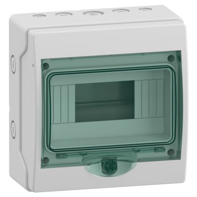Rozdzielnica natynkowa hermetyczna 1x8 IP65 Mini Mureva (dawna Kaedra) mMRV-1-8-NT-T drzwi transparentne 13443 SCHNEIDER (13443)