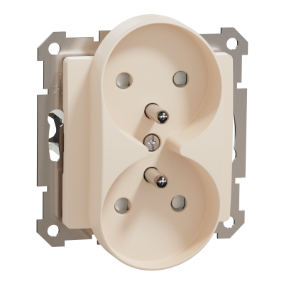 Sedna Design & Element Gniazdo podwójne z uziemieniem i przesłonami (do ramek Design) beżowy SDD112275 SCHNEIDER (SDD112275)