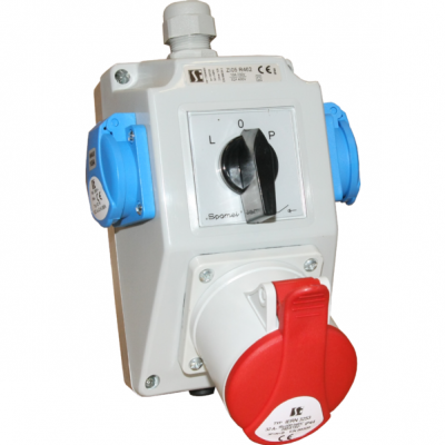 Zestaw instalacyjny łącznik krzywkowy L-0-P + gniazdo siłowe 4P 16A czerwony IP44 ZI02R121 SPAMEL (ZI02R121)