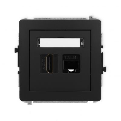 KARLIK DECO Gniazdo pojedyncze HDMI 2.0, 4K + gniazda komp. poj. 1xRJ45, kat. 5e, 8-stykowy czarny mat 12DGHK (12DGHK-45e)