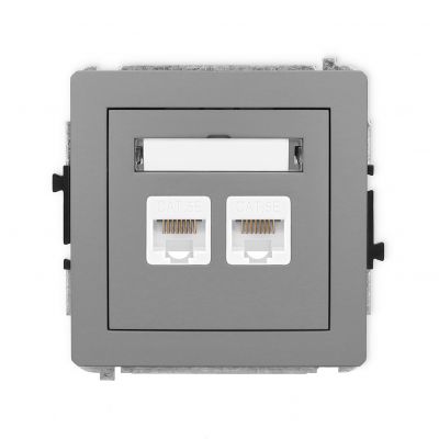 KARLIK DECO Gniazdo podwójne komputerowe 2xRJ45, kat. 5e, 8-stykowy szary mat 27DGK-2 (27DGK-2)