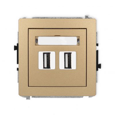 KARLIK DECO Gniazdo podwójne 2xUSB A-A 2.0 złoty metalik 8DGUSB-2 (8DGUSB-2)