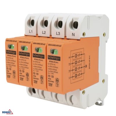 OGRANICZNIK PRZEPIĘĆ 4P 7kA(10/350) KLASA T1+T2 (B+C) SCHELINGER BEMKO (A51-SPD02-4P-B+C)