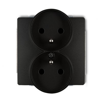 KARLIK DECO Gniazdo podwójne do ramki DECO Soft z uziemieniem 2x(2P+Z) (przesłony torów prądowych) czarny mat 12DGPRSO-2zp (12DGPRSO-2zp)