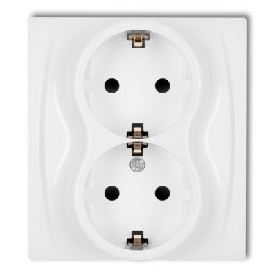 KARLIK LOGO Gniazdo podwójne z uziemieniem 2x(2P+Z) SCHUKO (przesłony torów prądowych) biały LGP-2sp (LGP-2sp)