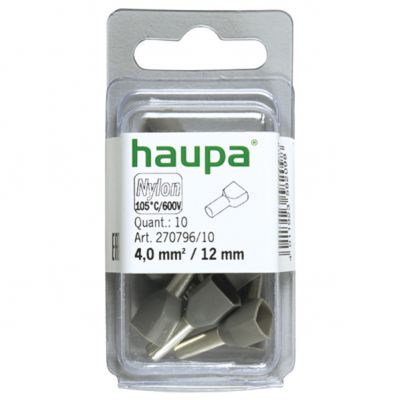 Twin-końcówka tulejkowa  4,0/12 szara 270796/10 HAUPA (270796/10)