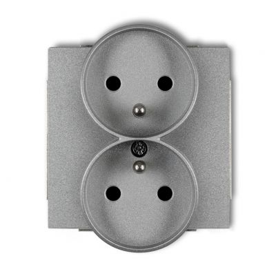 KARLIK DECO Gniazdo podwójne do ramki z uziemieniem 2x(2P+Z) (przesłony torów prądowych) srebrny metalik 7DGPR-2zp (7DGPR-2zp)