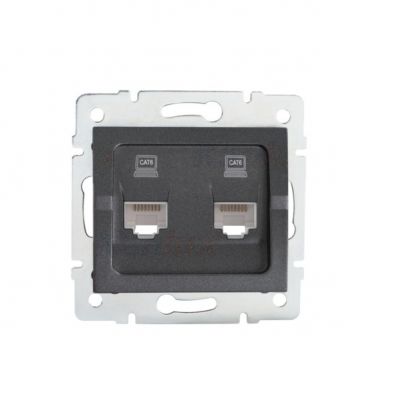 LOGI Gniazdo komputerowe podwójne niezależne (2x RJ45Cat 6 Jack) Grafit 021420041 25288 KANLUX (25288)