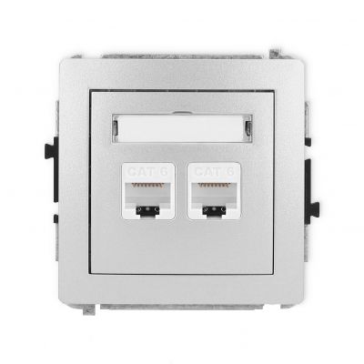 KARLIK DECO Gniazdo podwójne komputerowe 2xRJ45, kat. 6, 8-stykowy srebrny metalik 7DGK-4 (7DGK-4)