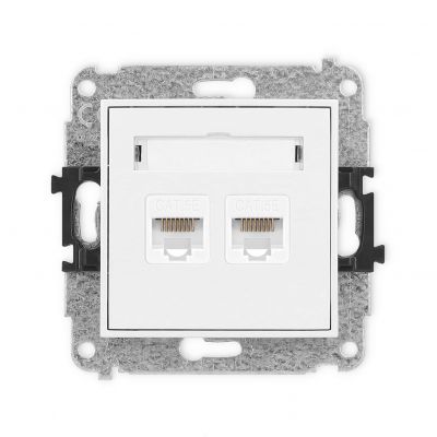 KARLIK MINI Gniazdo podwójne komputerowe 2xRJ45, kat. 5e, 8-stykowy biały MGK-2 (MGK-2)
