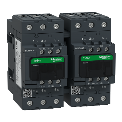 Stycznik nawrotny I=50A AC-3, napięcie cewki 24 V AC LC2D50AB7 SCHNEIDER (LC2D50AB7)