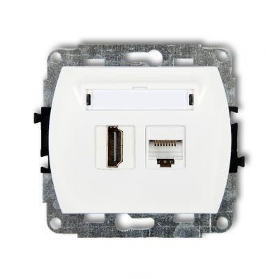 KARLIK TREND Gniazdo pojedyncze HDMI 2.0, 4K + gniazda komp. poj. 1xRJ45, kat. 5e, 8-stykowy biały GHK (GHK-45e)