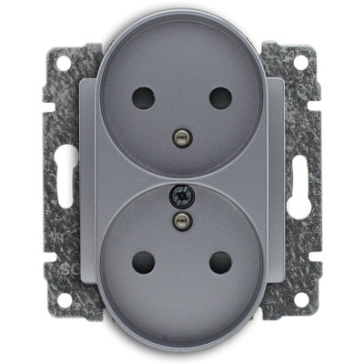 VENA:ALUMINIUM GNIAZDO PODWÓJNE, BEZ RAMKI 2X2P+Z, 16A, 250V~ (514047)