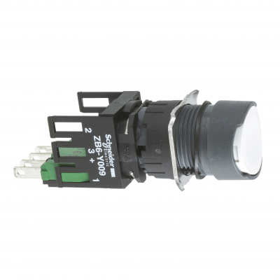 Harmony XB6 Kompletny przycisk Biały Płaski 1Z+1R Złącze Faston 16mm Plastikowy XB6AA15B SCHNEIDER (XB6AA15B)