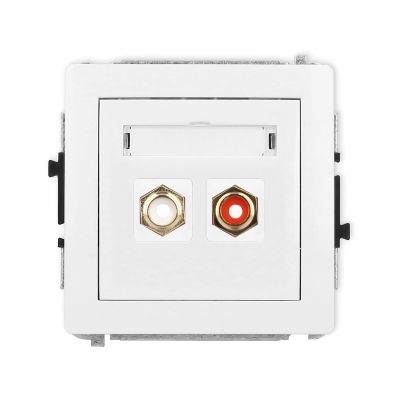 KARLIK DECO Gniazdo podwójne RCA (typu cinch - biały i czerwony, pozłacany) biały mat 25DGRCA-2 (25DGRCA-2)