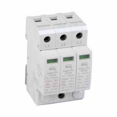 Ogranicznik przepięć B+C Typ 1+2 3P 25kA 1,5kV limp=8kA KSPD-T1T2 275/150 36315 IDEAL KANLUX (36315)