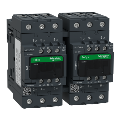 Stycznik nawrotny I=40A AC-3, napięcie cewki 24 V DC LC2D40ABD SCHNEIDER (LC2D40ABD)