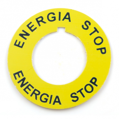Tabliczka opisowa żółta okrągła fi42 /ENERGIA STOP/ ST22-4509P02 SPAMEL (ST22-4509P02)