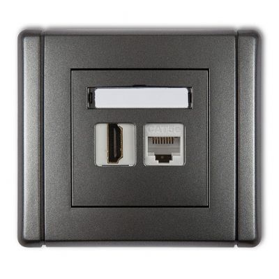 KARLIK FLEXI Gniazdo pojedyncze HDMI 2.0, 4K + gniazdo komp. poj. 1xRJ45, kat. 5e, 8-stykowe grafitowy 11FGHK (11FGHK-45e)