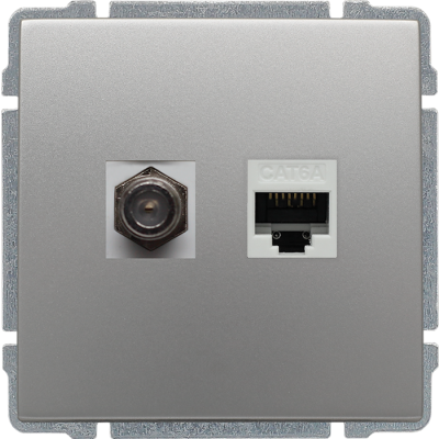 KOS 66 ; Gniazdo TV typu F + RJ45 kat. 5e, ALUMINIUM (664070)