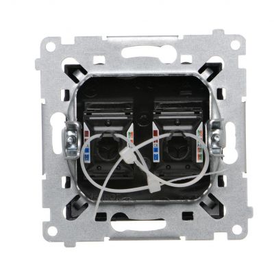 Simon 54 Gniazdo komputerowe podwójne RJ45 kat 6 z przesłoną przeciwkurzową czarny mat D62.01/49 KONTAKT (D62.01/49)