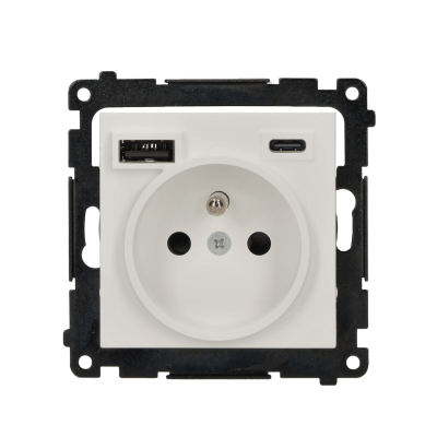 SIMON 55 Gniazdo wtyczkowe z zintegrowaną ładowarką USB C+A (moduł), 2.1 A, 5 V DC TGZ1ZUSB2CA.01/111 (TGZ1ZUSB2CA.01/111)