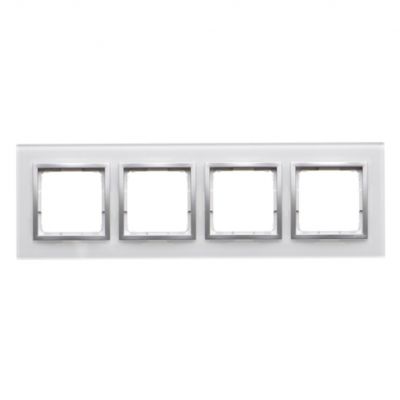 SIMON 54 NATURE WMDZ-0140xS-069 Ramka 4-krotna Nature-Szkło, SREBRNA PERŁA, IP20/IP44. (IP44-należy DRN4/69 KONTAKT (DRN4/69)