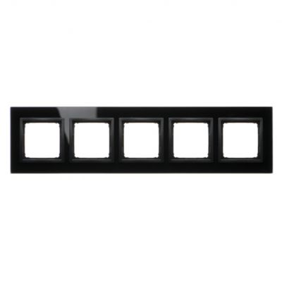 Simon 54 Nature Ramka 5-krotna Szkło wulkaniczna lawa (czarny mat) DRN5/75 KONTAKT (DRN5/75)