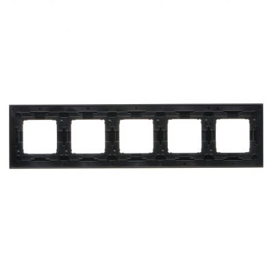 Simon 54 Nature Ramka 5-krotna Szkło wulkaniczna lawa (czarny mat) DRN5/75 KONTAKT (DRN5/75)