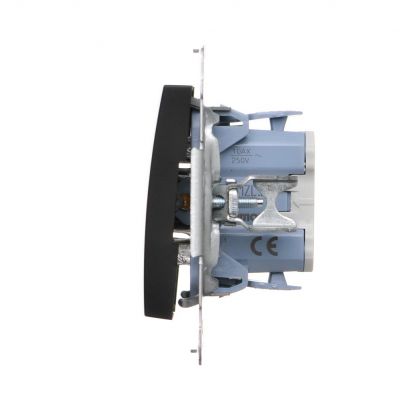 Simon 54 Łącznik pojedynczy jednobiegunowy z sygnalizacją załączenia LED szybkozłączka czarny DW1ZL.01/49 KONTAKT (DW1ZL.01/49)