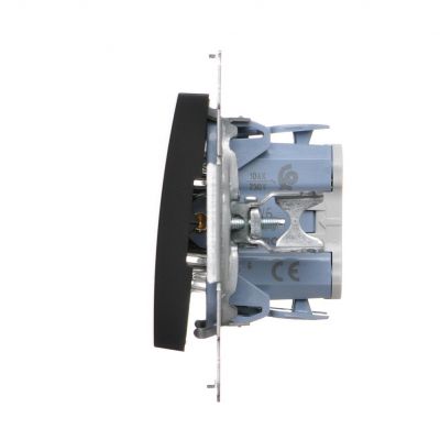 Simon 54 Łącznik schodowy bez piktogramu 10A 250V szybkozłączka czarny DW6.01/X/49 KONTAKT (DW6.01/X/49)