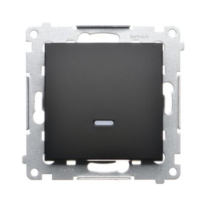 Simon 54 Łącznik schodowy z podświetleniem LED bez piktogramu 10A 250V szybkozłączka czarny DW6L.01/X/49 KONTAKT (DW6L.01/X/49)