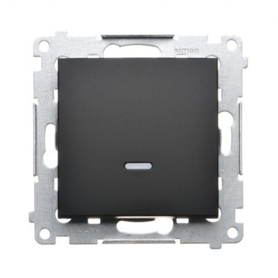 Simon 54 Łącznik krzyżowy z podświetleniem LED bez piktogramu 10A 250V szybkozłączka czarny DW7L.01/X/49 KONTAKT (DW7L.01/X/49)