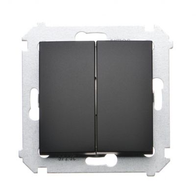 Simon 54 Łącznik schodowy podwójny z podświetleniem bez piktogramu 10A 250V zaciski śrubowe czarny DW6/2L.01/X/49 KONTAKT (DW6/2L.01/X/49)