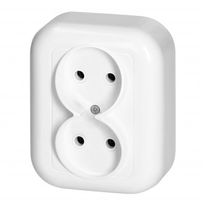 Gniazdo podwójne natynkowe 2x2p 16A, 250V, FAN, biały (NT-5F BIAŁY)