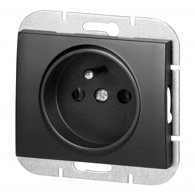 Gniazdo pojedyncze podtynkowe 2P+Z Onyx, 16A, 250V, PT-16O, czarny (OR-OE-7505/B)