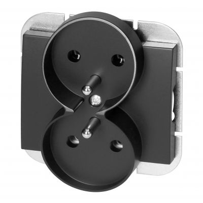 Gniazdo podwójne podtynkowe 2x2P+Z Onyx, 16A, 250V, PT-6OR, czarny (OR-OE-7506/B)