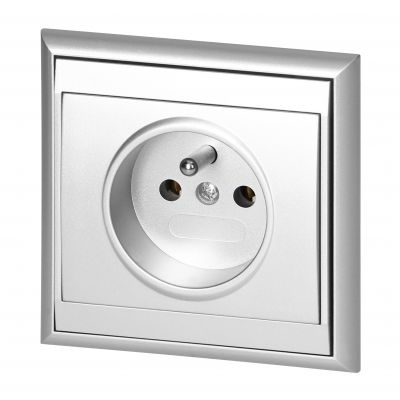Gniazdo pojedyncze podtynkowe 2P+Z Luna, 16A, 250V, PT-16L, srebrny (OR-OE-7605/G)