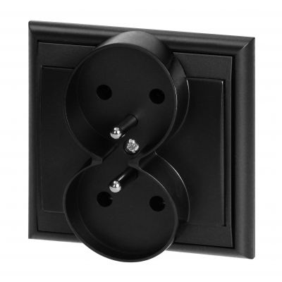 Gniazdo podwójne podtynkowe 2x2P+Z Luna, 16A, 250V, PT-6LR, czarny (OR-OE-7606/B)