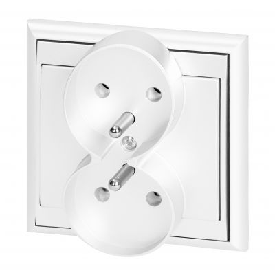 Gniazdo podwójne podtynkowe 2x2P+Z Luna, 16A, 250V, PT-6LR, biały (OR-OE-7606/W)