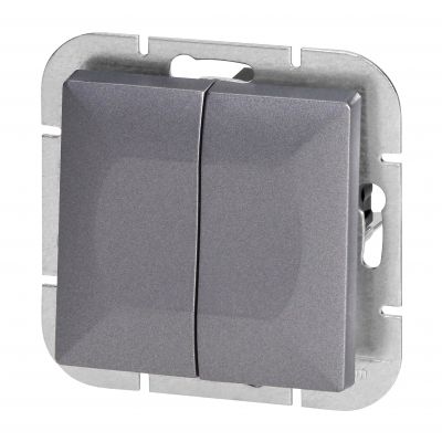 Łącznik podtynkowy świecznikowy Pearl, 10A, 250V, WP-2P, antracyt (OR-OE-7701/A)