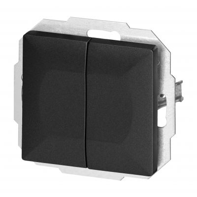 Łącznik podtynkowy schodowy podwójny Pearl, 10A, 250V, WP-2/5P, czarny (OR-OE-7702/2/B)