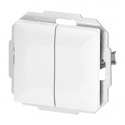 Łącznik podtynkowy schodowy podwójny Pearl, 10A, 250V, WP-2/5P, biały (OR-OE-7702/2/W)